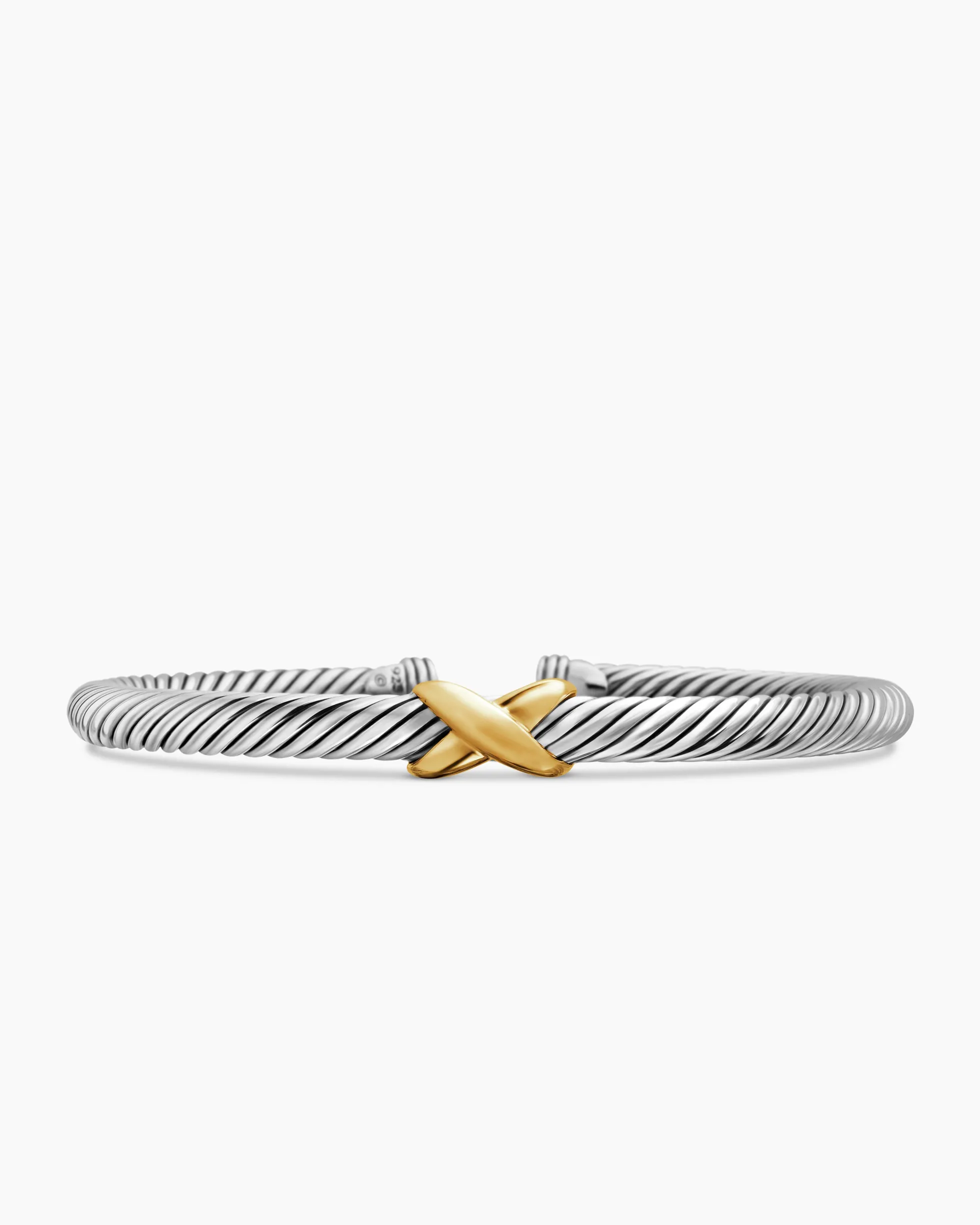 X Classic Cable Station Bracelet Sterling Silver with 14K Yellow Gold, 5mm