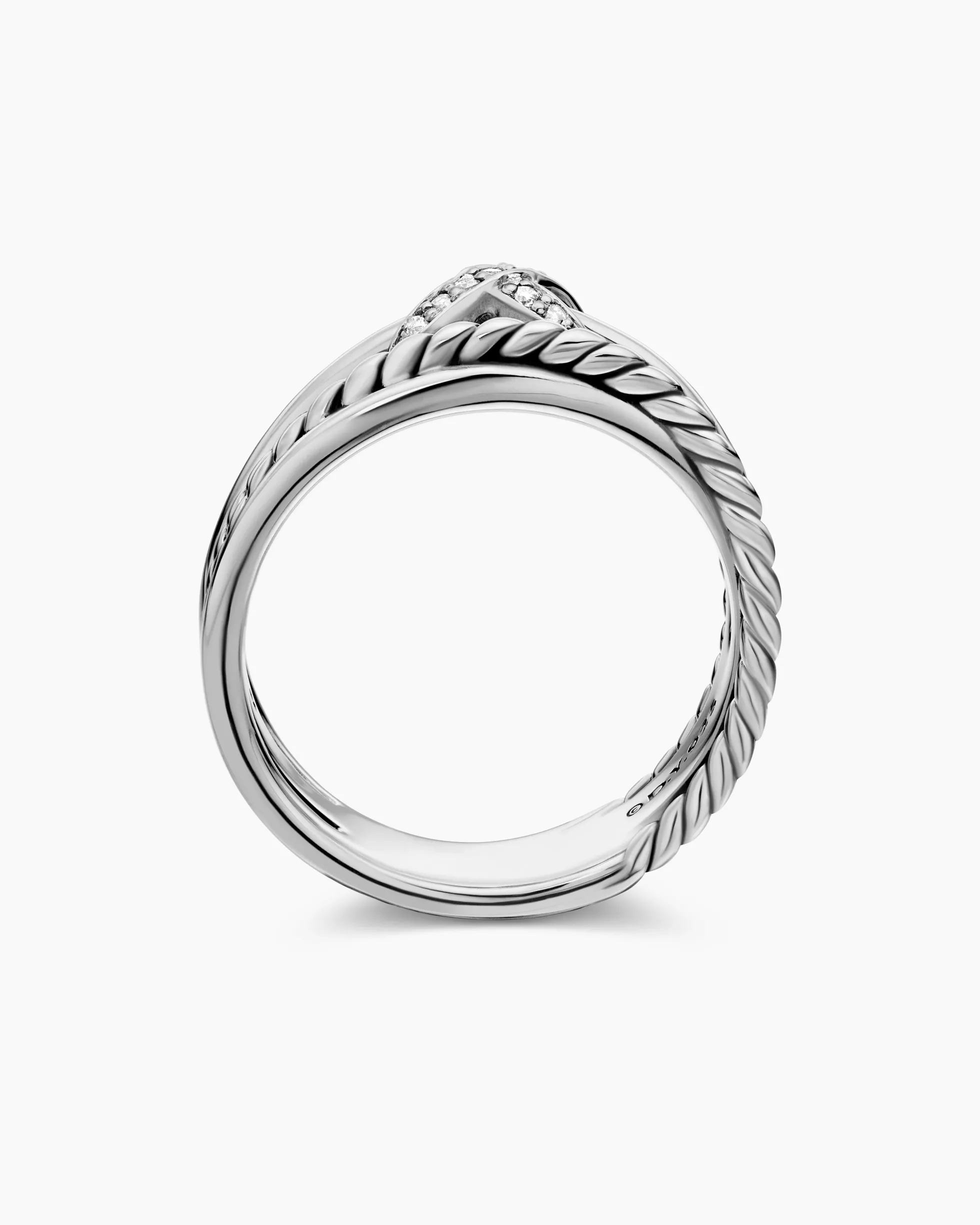 X Crossover Band Ring Sterling Silver with Diamonds, 6mm