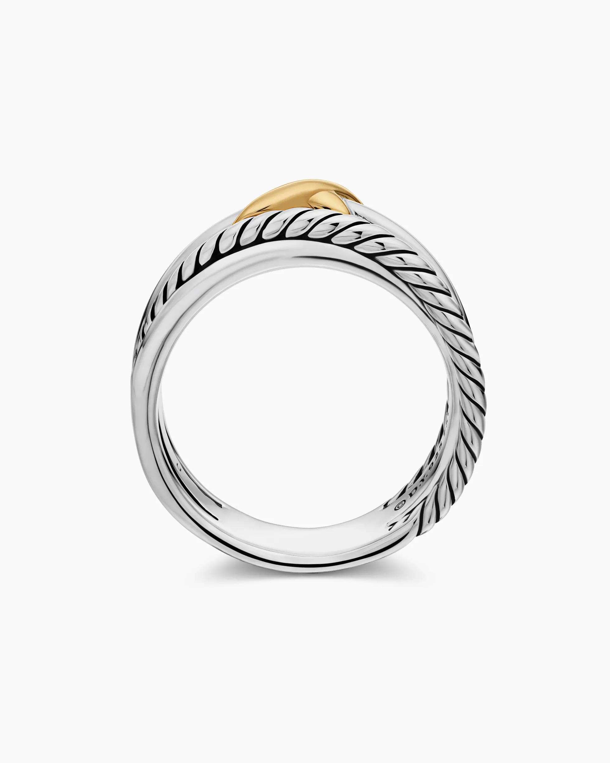X Crossover Band Ring Sterling Silver with 18K Yellow Gold, 6mm