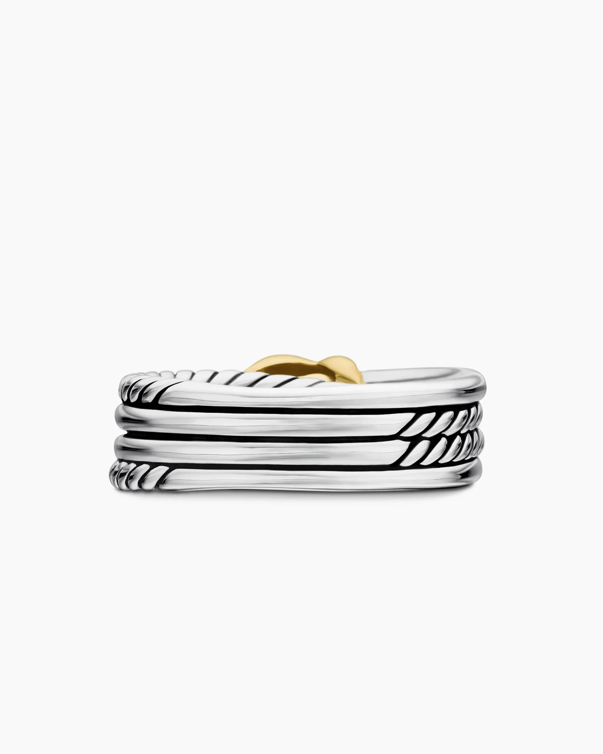 X Crossover Band Ring Sterling Silver with 18K Yellow Gold, 6mm