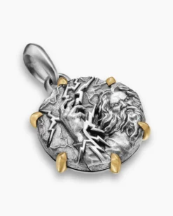 Zeus Amulet Sterling Silver with 18K Yellow Gold, 26.4mm