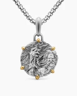 Zeus Amulet Sterling Silver with 18K Yellow Gold, 26.4mm