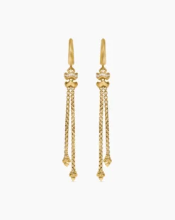 Zig Zag Stax™ Chain Drop Earrings 18K Yellow Gold with Diamonds, 66mm