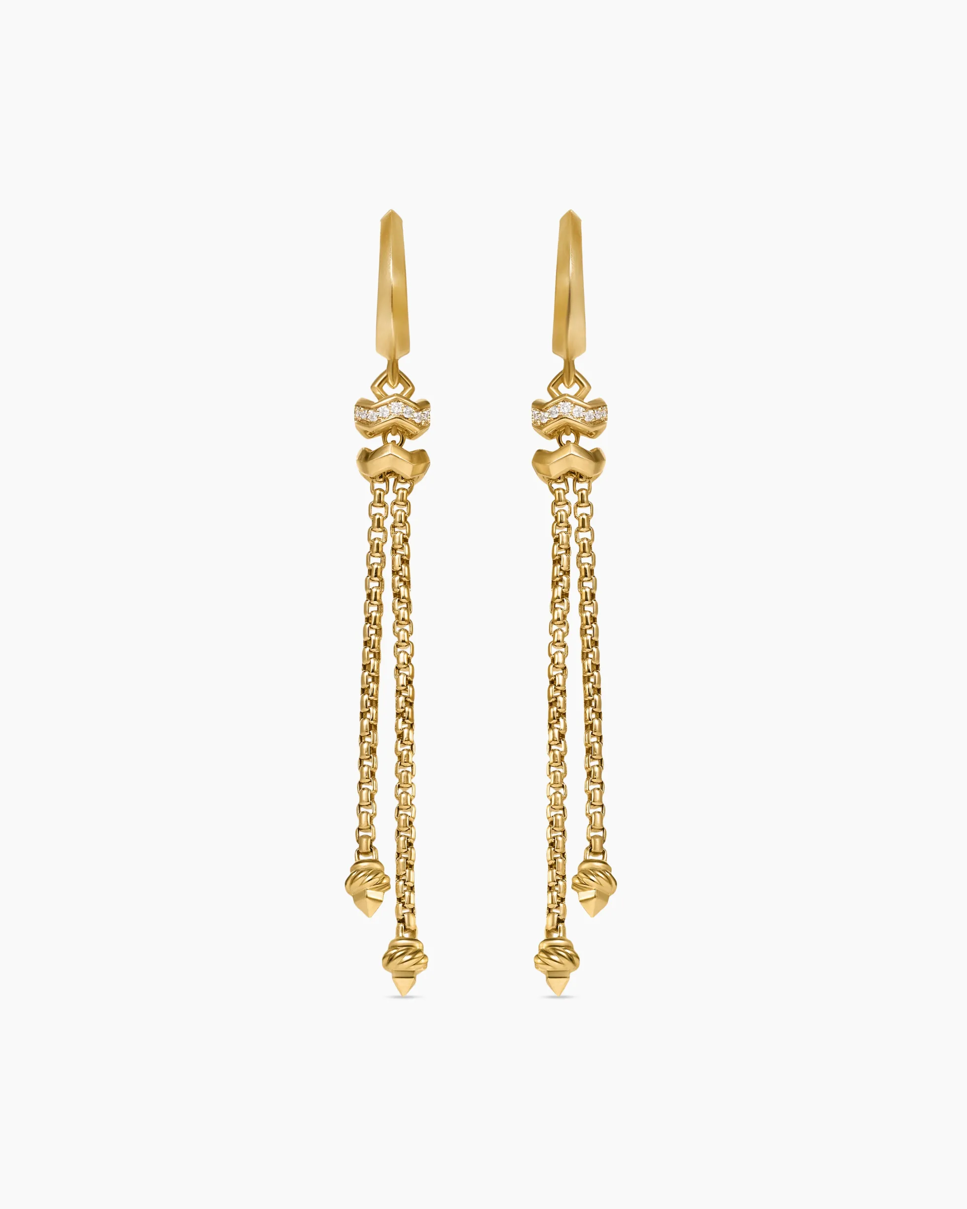 Zig Zag Stax™ Chain Drop Earrings 18K Yellow Gold with Diamonds, 66mm