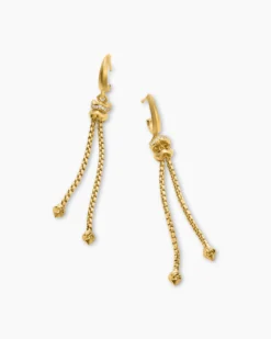 Zig Zag Stax™ Chain Drop Earrings 18K Yellow Gold with Diamonds, 66mm