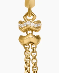 Zig Zag Stax™ Chain Drop Earrings 18K Yellow Gold with Diamonds, 66mm