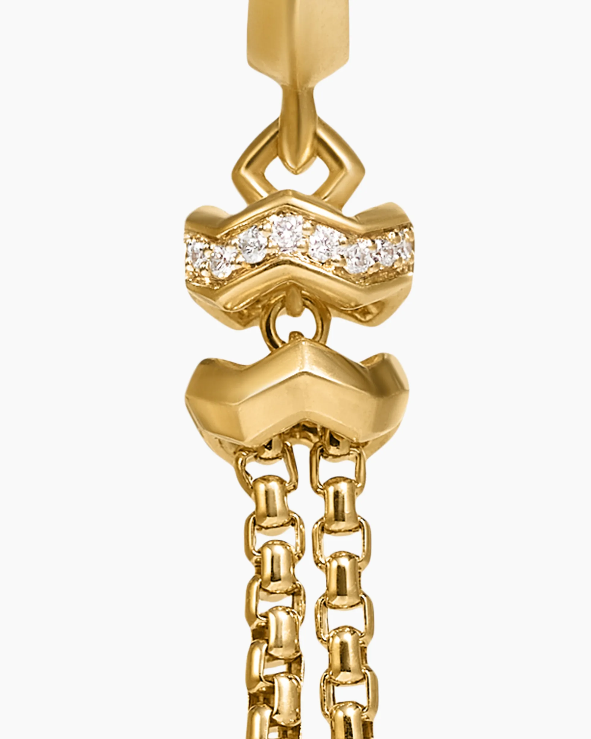 Zig Zag Stax™ Chain Drop Earrings 18K Yellow Gold with Diamonds, 66mm