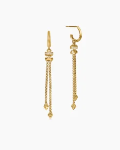 Zig Zag Stax™ Chain Drop Earrings 18K Yellow Gold with Diamonds, 66mm