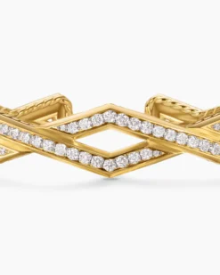 Zig Zag Stax™ Cuff Bracelet 18K Yellow Gold with Diamonds, 13mm