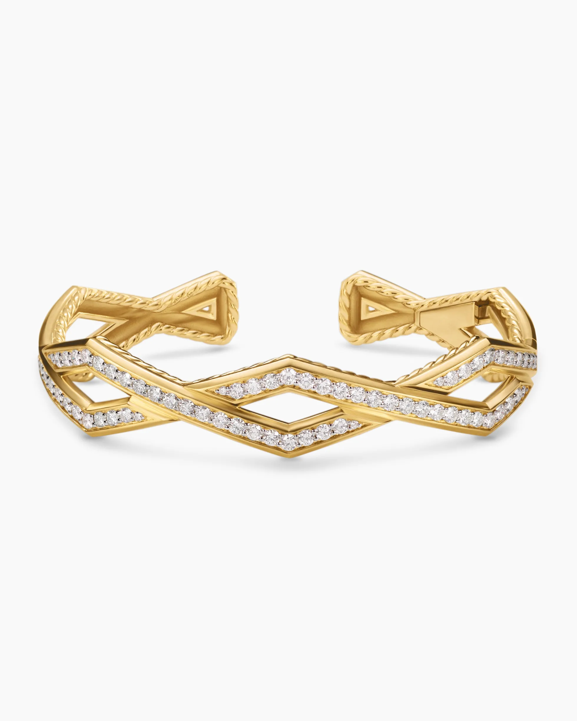 Zig Zag Stax™ Cuff Bracelet 18K Yellow Gold with Diamonds, 13mm