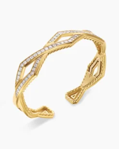 Zig Zag Stax™ Cuff Bracelet 18K Yellow Gold with Diamonds, 13mm