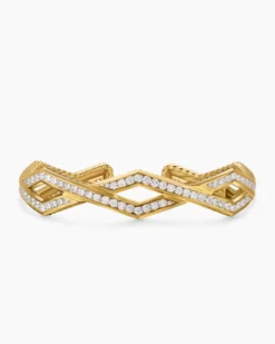 Zig Zag Stax™ Cuff Bracelet 18K Yellow Gold with Diamonds, 13mm