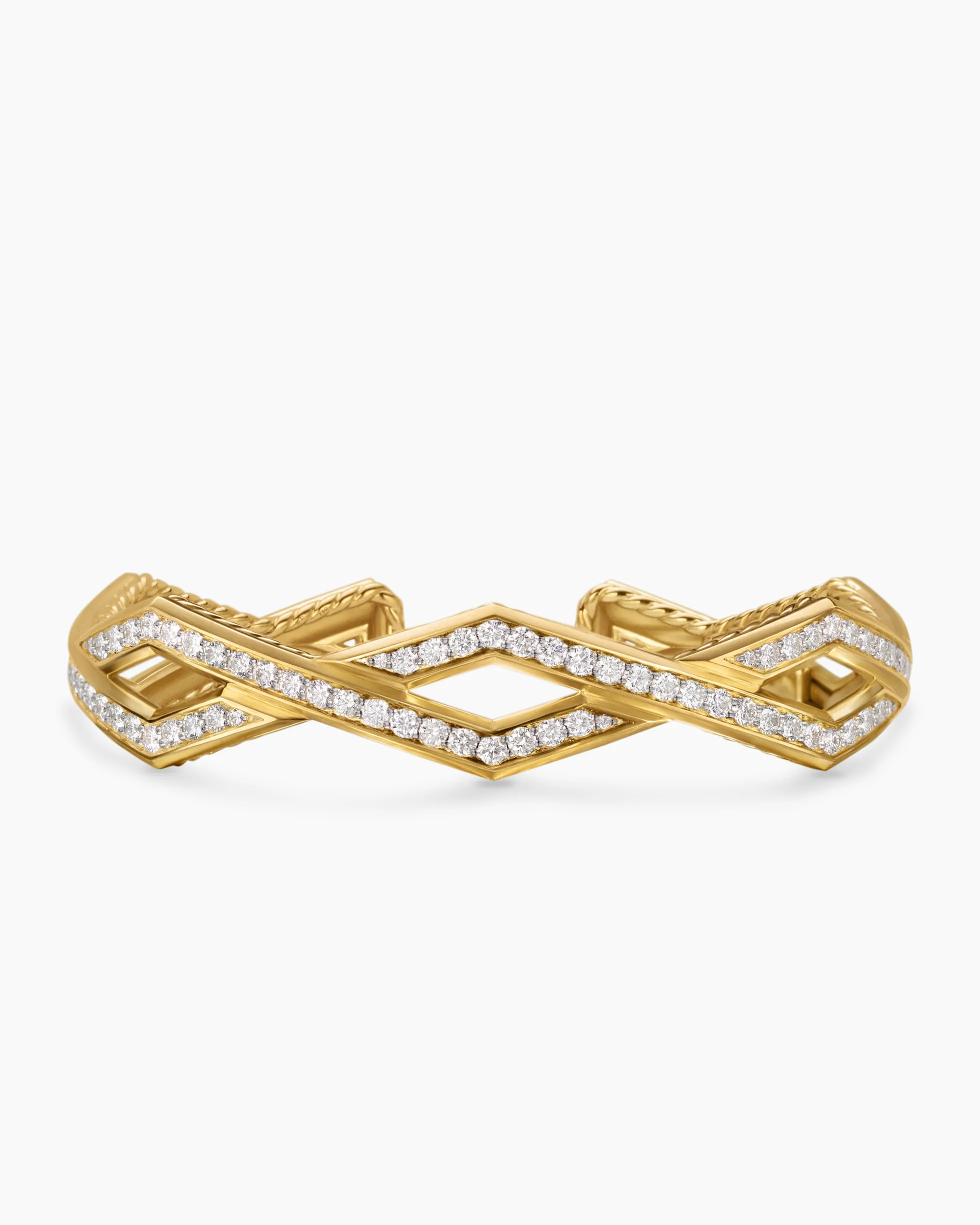 Zig Zag Stax™ Cuff Bracelet 18K Yellow Gold with Diamonds, 13mm