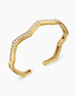 Zig Zag Stax™ Cuff Bracelet 18K Yellow Gold with Diamonds, 5mm