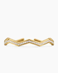 Zig Zag Stax™ Cuff Bracelet 18K Yellow Gold with Diamonds, 5mm