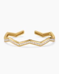 Zig Zag Stax™ Cuff Bracelet 18K Yellow Gold with Diamonds, 5mm