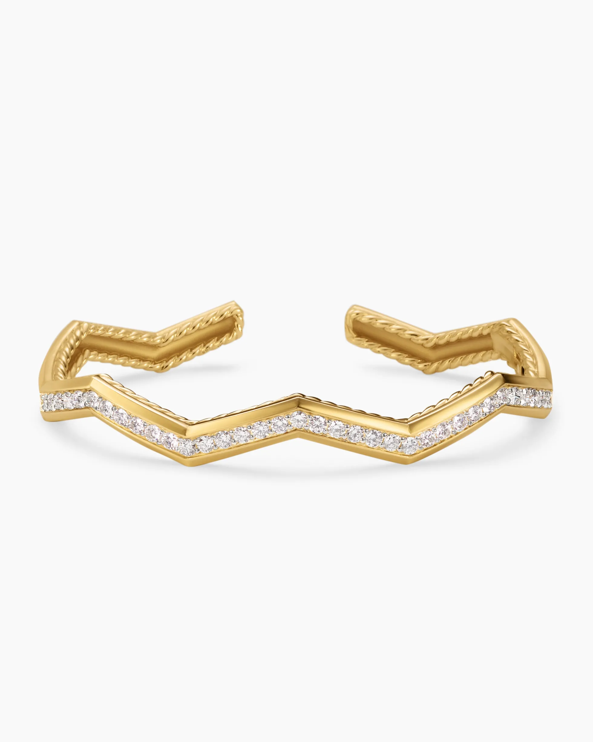 Zig Zag Stax™ Cuff Bracelet 18K Yellow Gold with Diamonds, 5mm