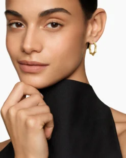 Zig Zag Stax™ Hoop Earrings 18K Yellow Gold with Diamonds, 22.8mm