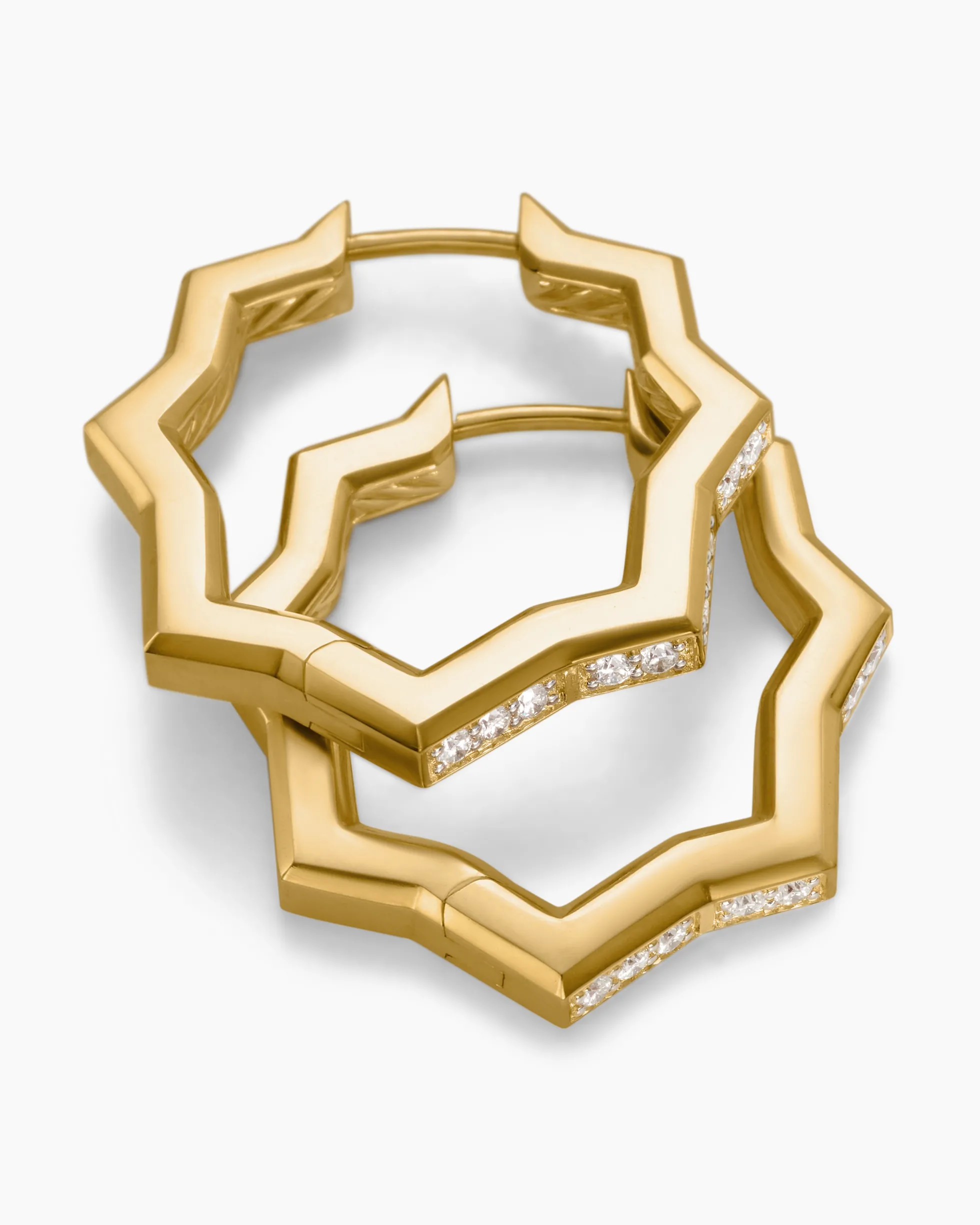 Zig Zag Stax™ Hoop Earrings 18K Yellow Gold with Diamonds, 22.8mm