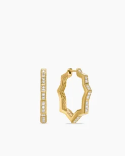 Zig Zag Stax™ Hoop Earrings 18K Yellow Gold with Diamonds, 22.8mm