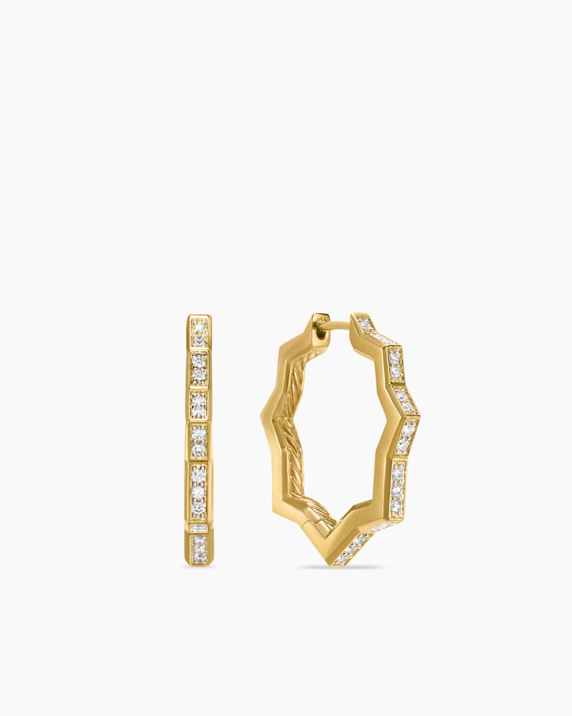 Zig Zag Stax™ Hoop Earrings 18K Yellow Gold with Diamonds, 22.8mm