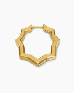 Zig Zag Stax™ Hoop Earrings 18K Yellow Gold with Diamonds, 22.8mm