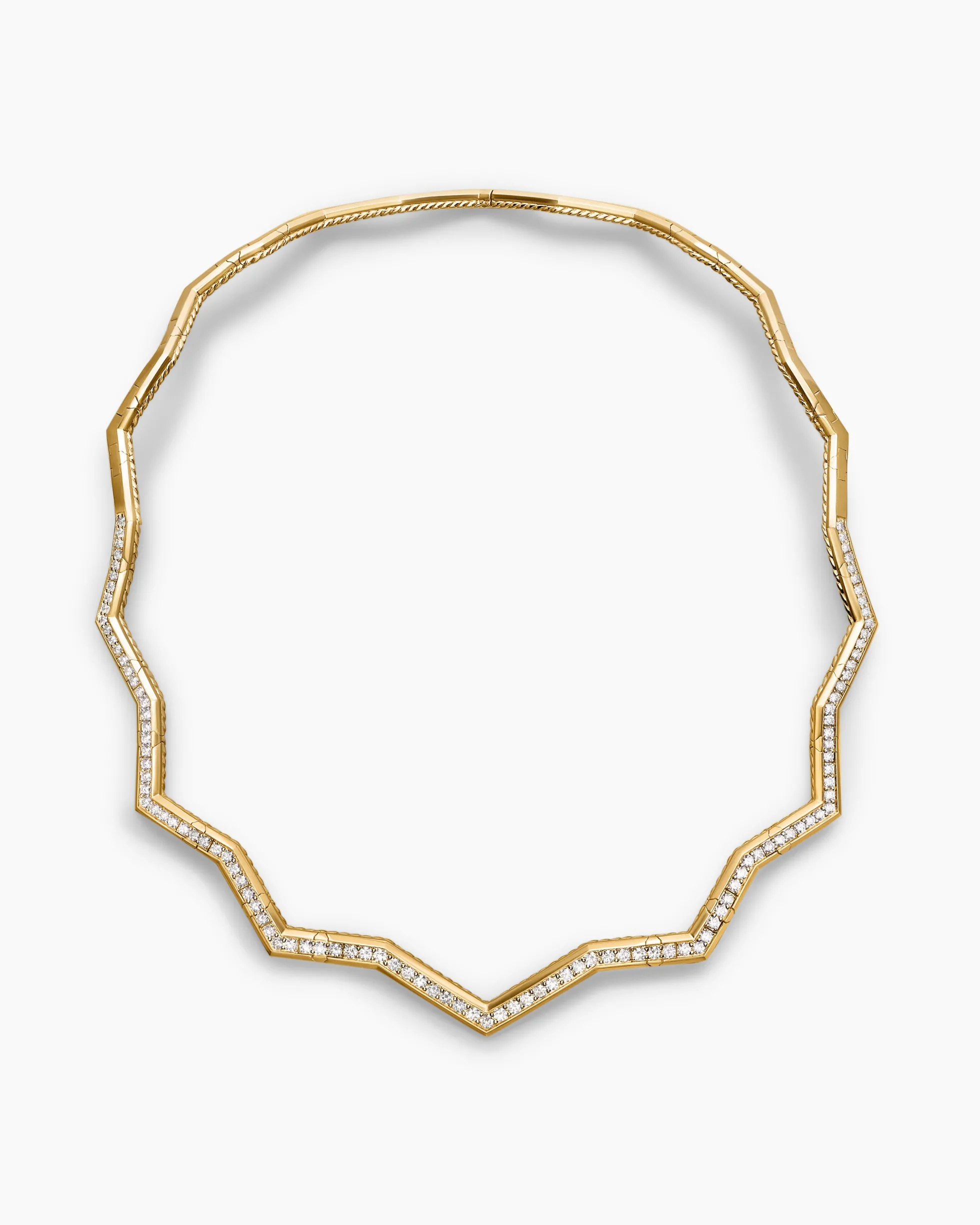 Zig Zag Stax™ Necklace 18K Yellow Gold with Diamonds, 5mm