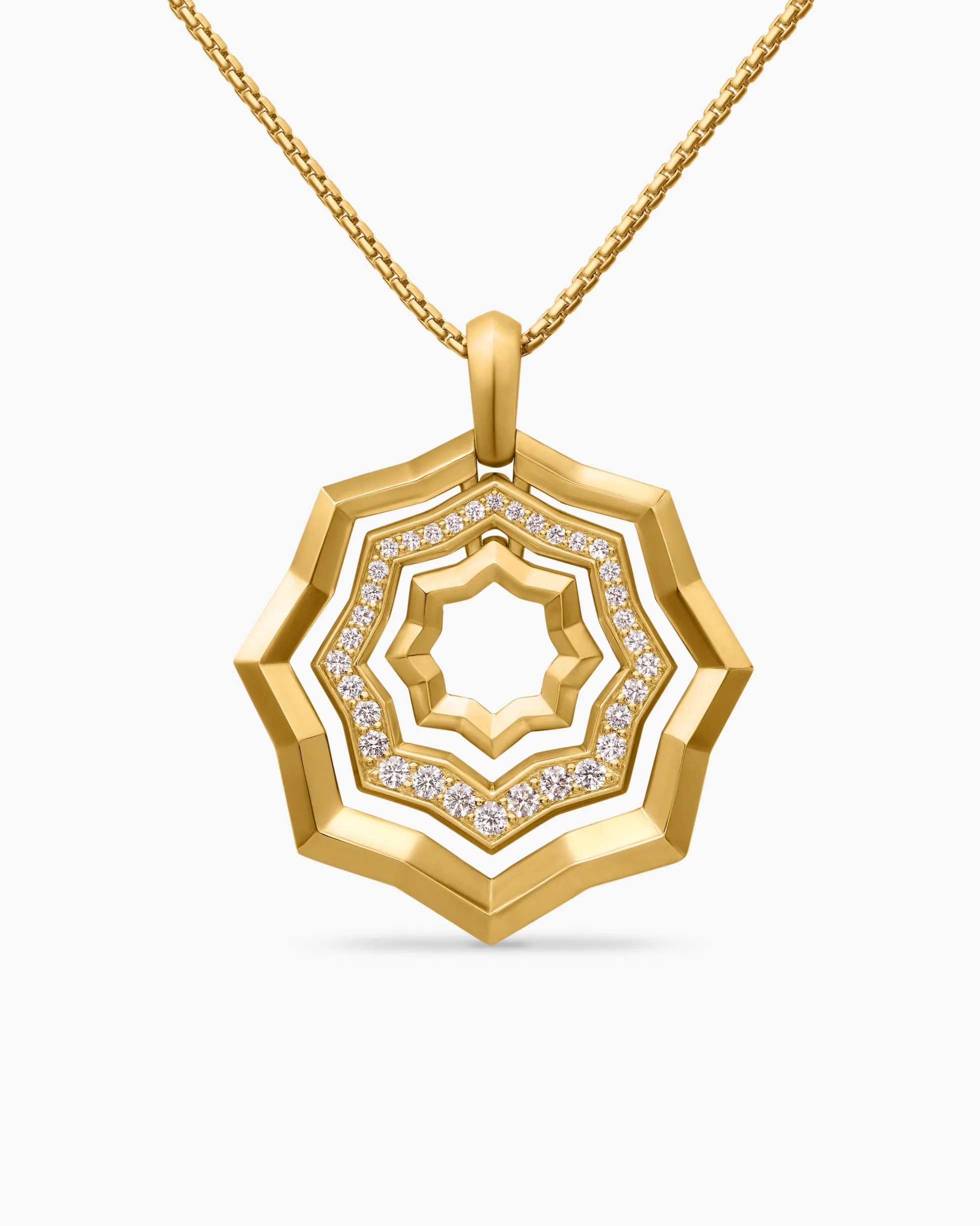 Zig Zag Stax™ Pendant Necklace 18K Yellow Gold with Diamonds, 28mm