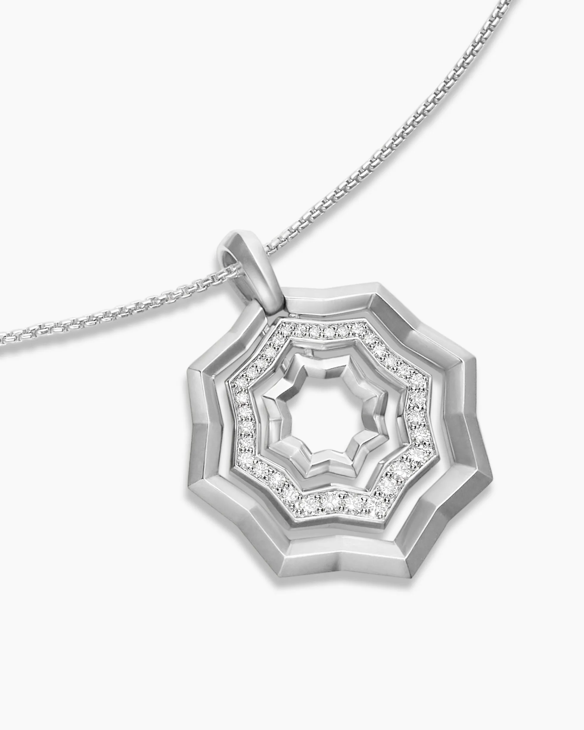 Zig Zag Stax™ Pendant Necklace Sterling Silver with Diamonds, 28mm