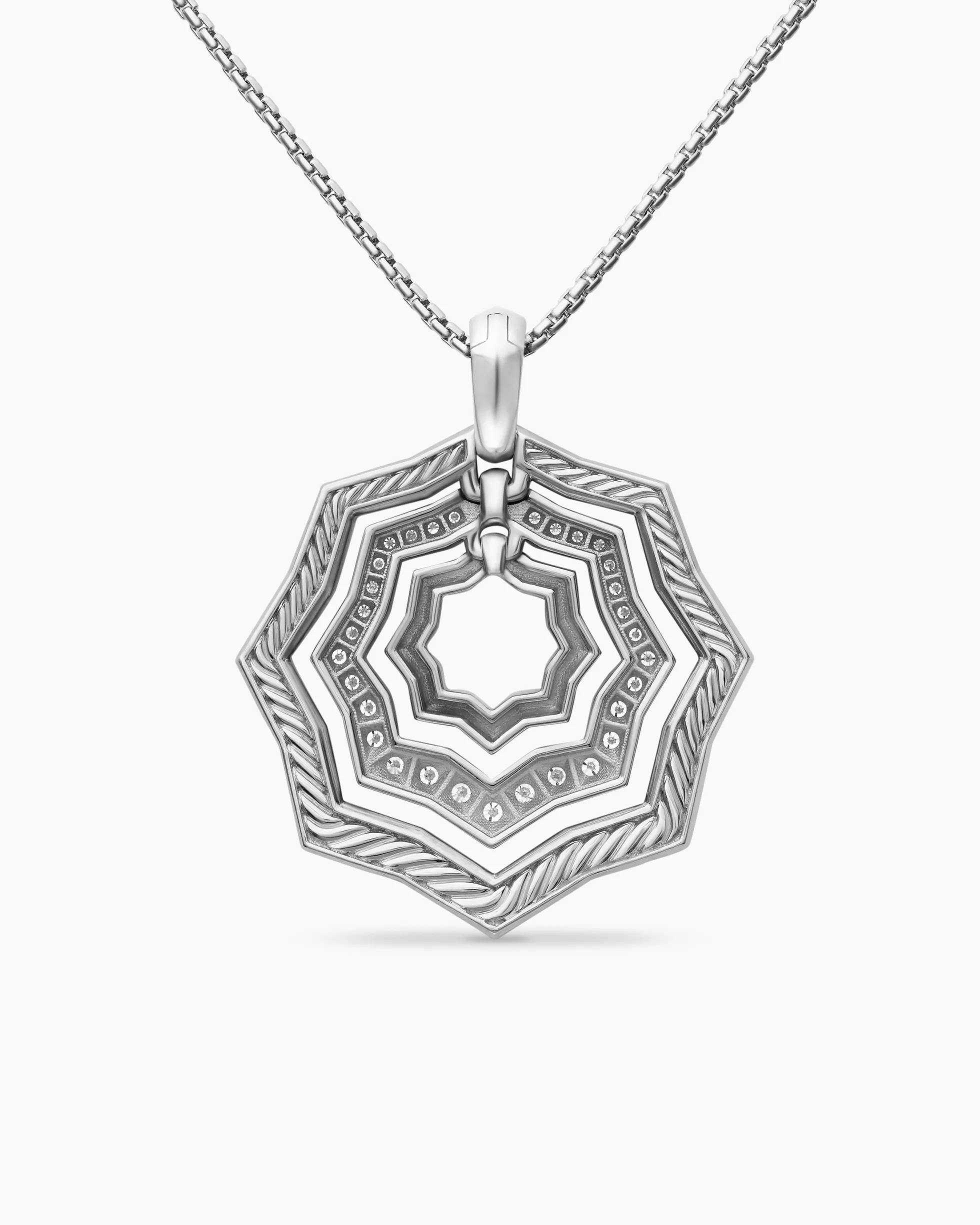 Zig Zag Stax™ Pendant Necklace Sterling Silver with Diamonds, 28mm