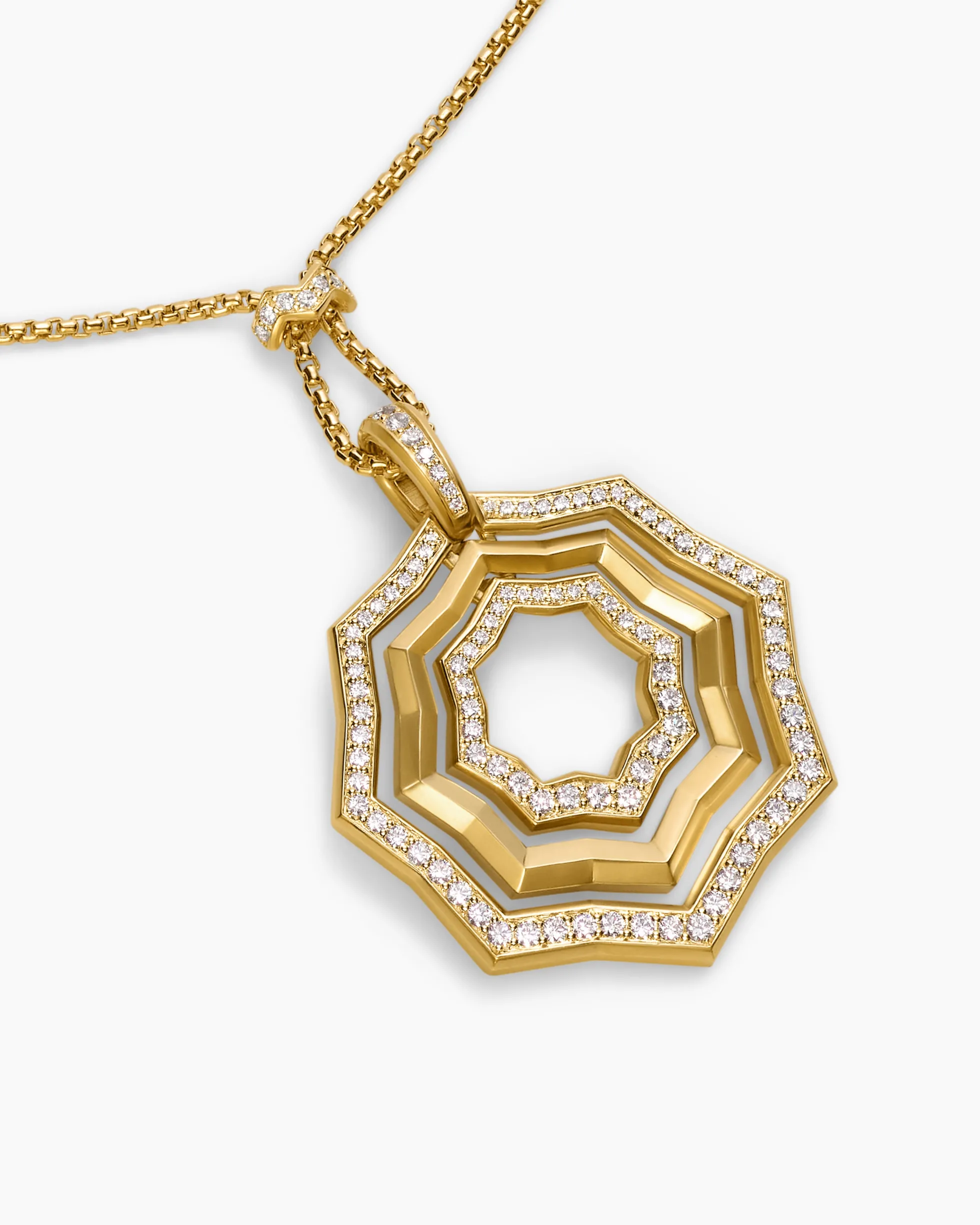 Zig Zag Stax™ Pendant Necklace 18K Yellow Gold with Diamonds, 38mm