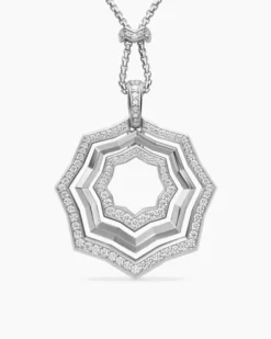Zig Zag Stax™ Pendant Necklace Sterling Silver with Diamonds, 38mm