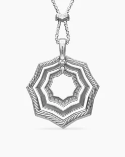 Zig Zag Stax™ Pendant Necklace Sterling Silver with Diamonds, 38mm