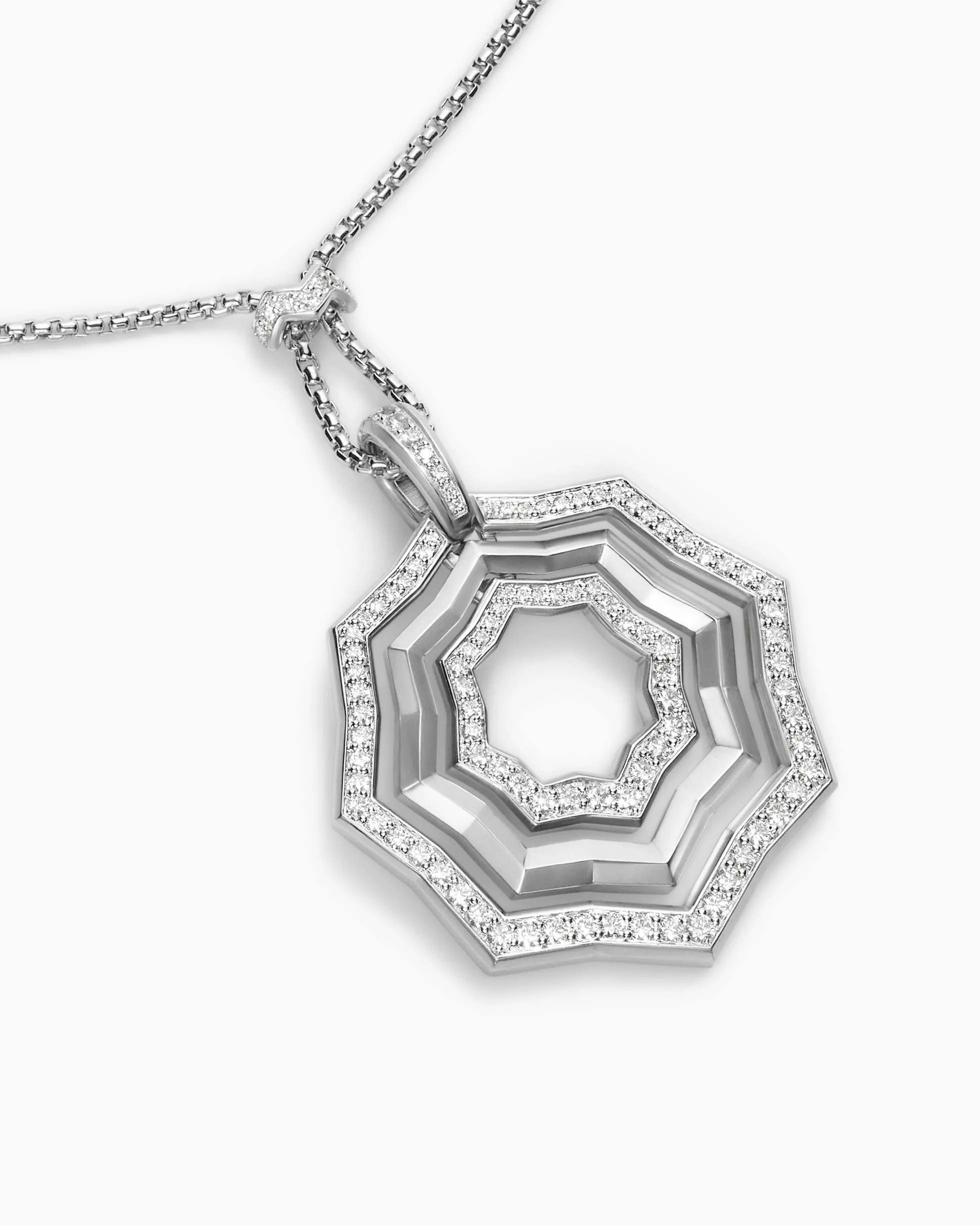 Zig Zag Stax™ Pendant Necklace Sterling Silver with Diamonds, 38mm