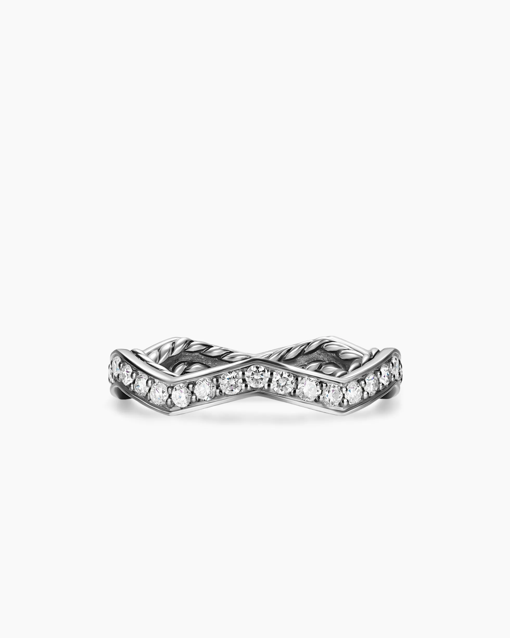 Zig Zag Stax™ Ring Sterling Silver with Diamonds, 2mm