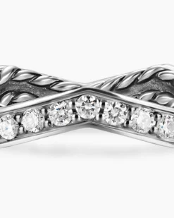 Zig Zag Stax™ Ring Sterling Silver with Diamonds, 2mm