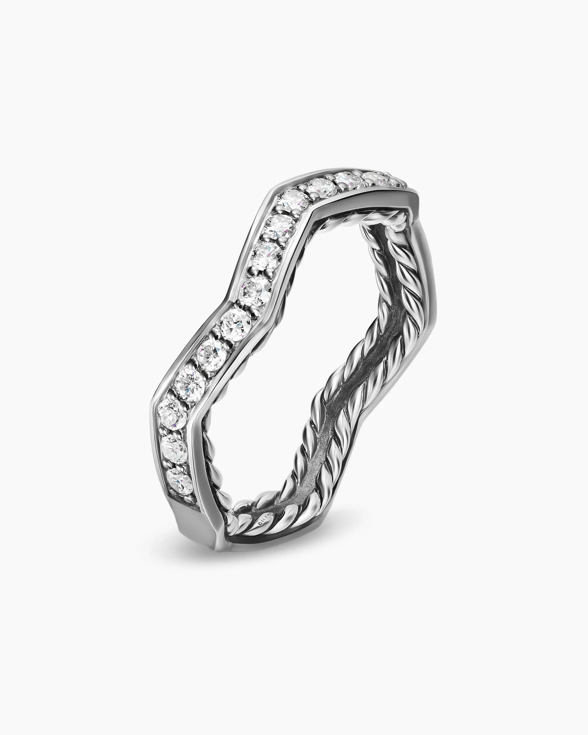 Zig Zag Stax™ Ring Sterling Silver with Diamonds, 2mm