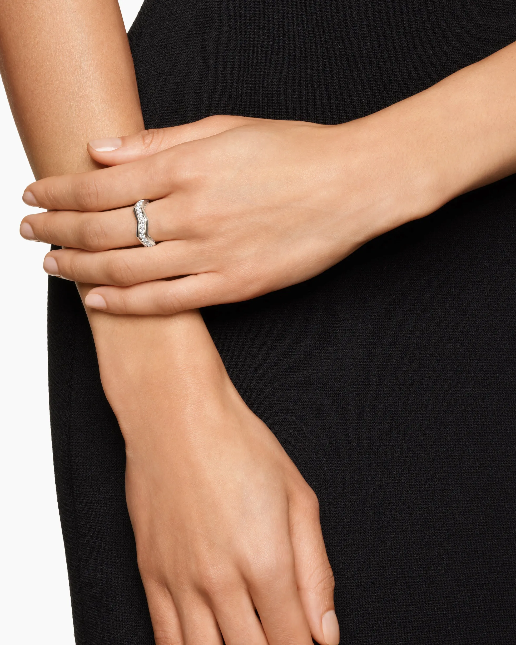 Zig Zag Stax™ Ring Sterling Silver with Diamonds, 5mm