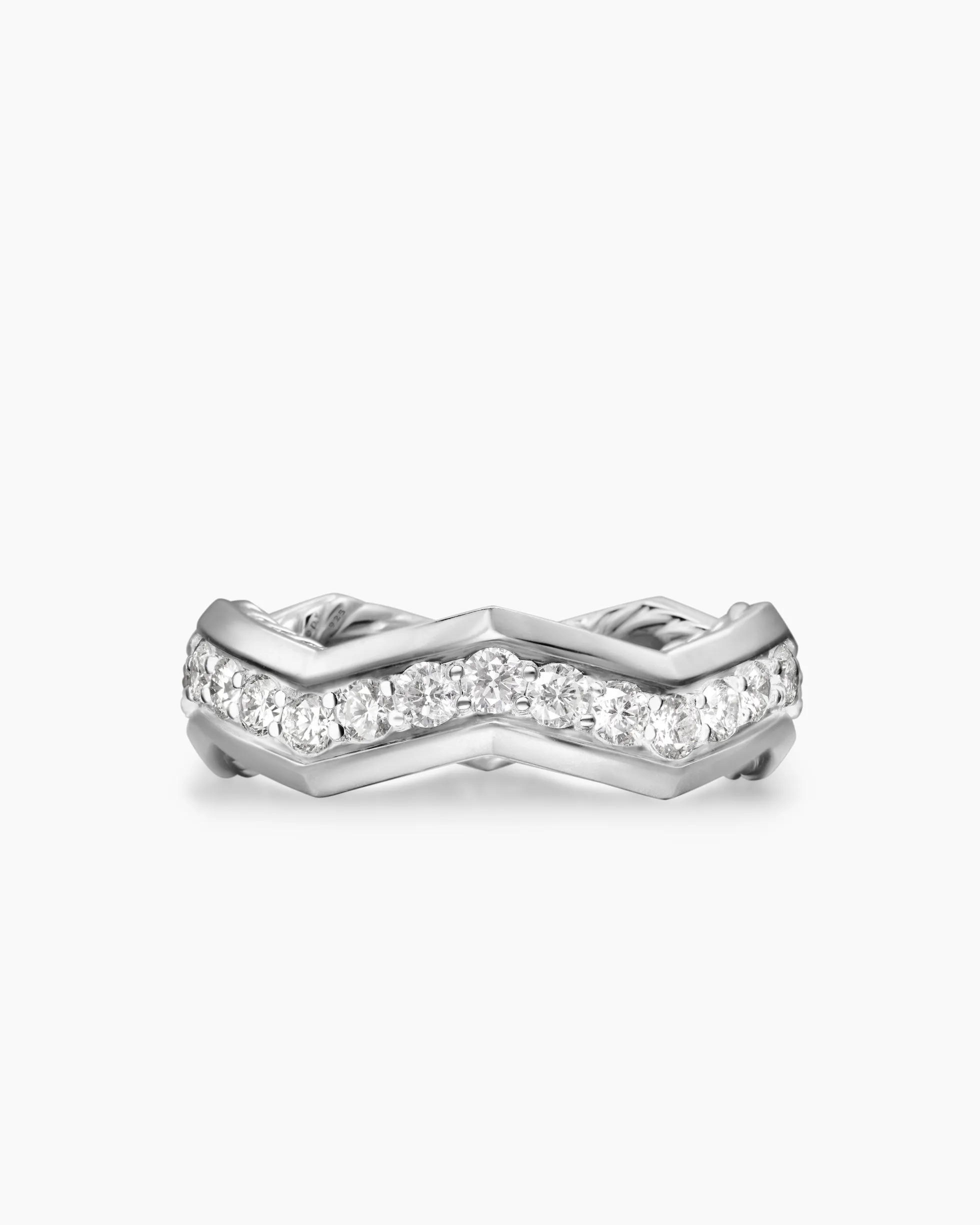 Zig Zag Stax™ Ring Sterling Silver with Diamonds, 5mm