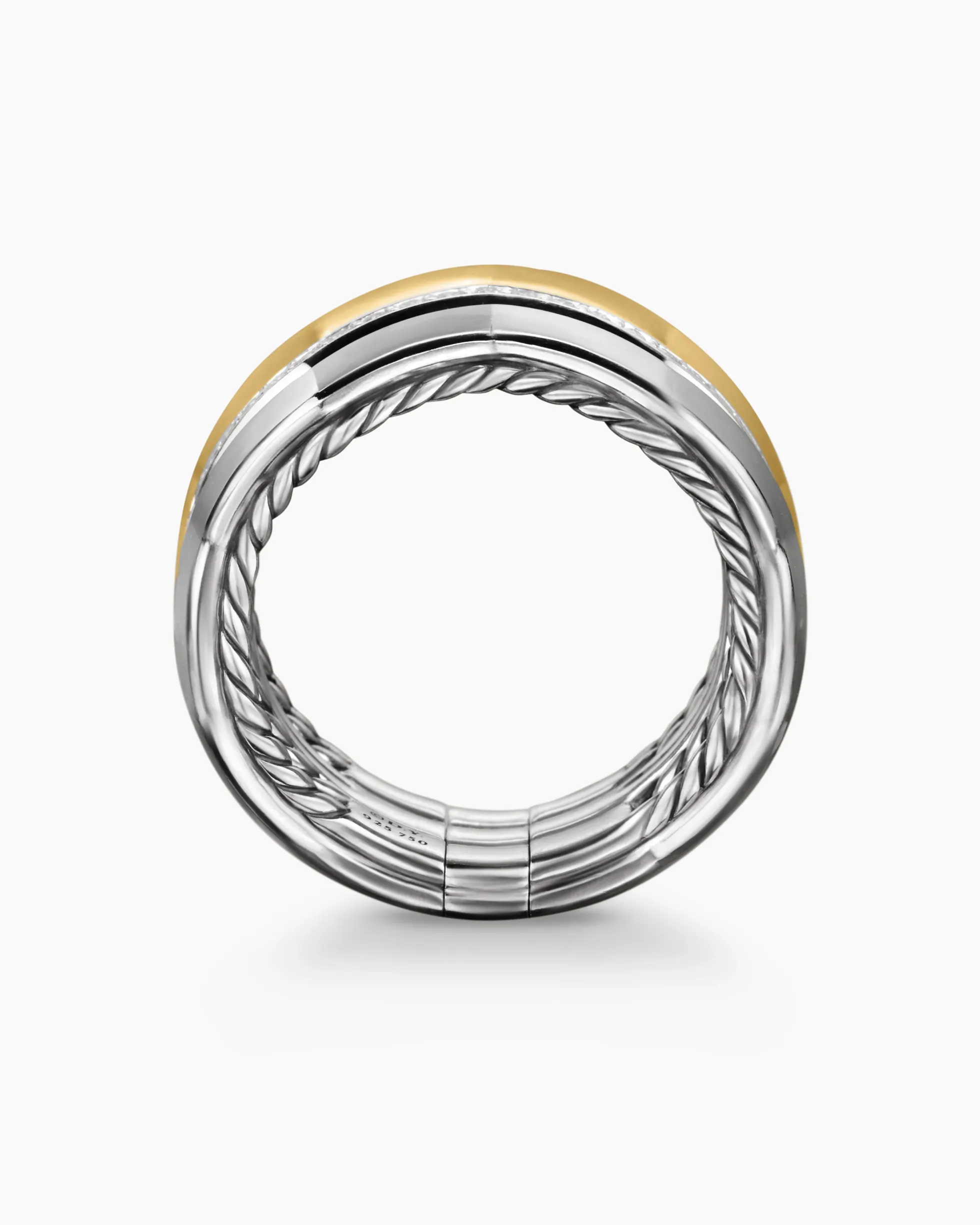 Zig Zag Stax™ Three Row Ring Sterling Silver with 18K Yellow Gold and Diamonds, 11.7mm