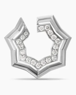 Zig Zag Stax™ Two Row Hoop Earrings Sterling Silver with Diamonds, 27mm