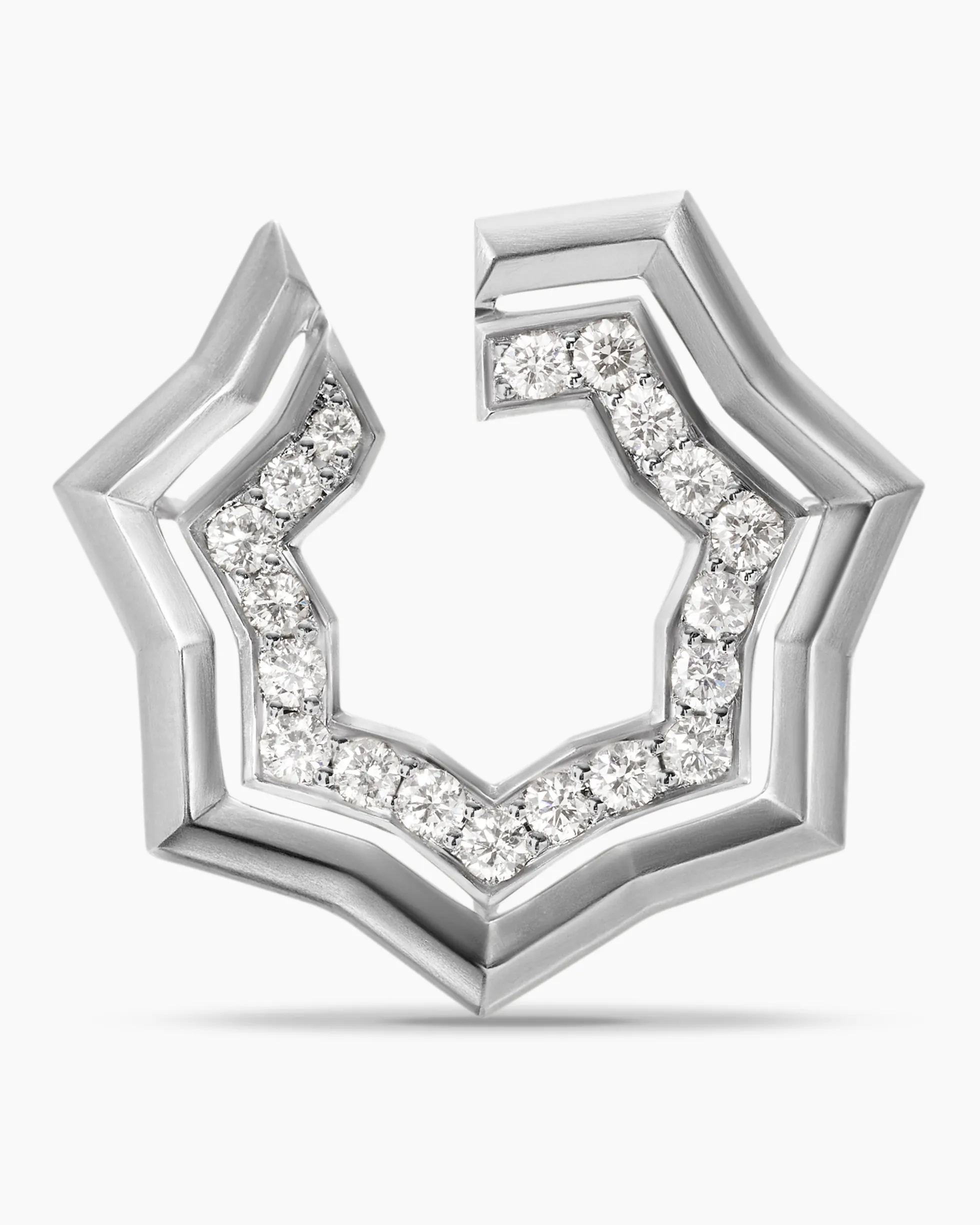 Zig Zag Stax™ Two Row Hoop Earrings Sterling Silver with Diamonds, 27mm
