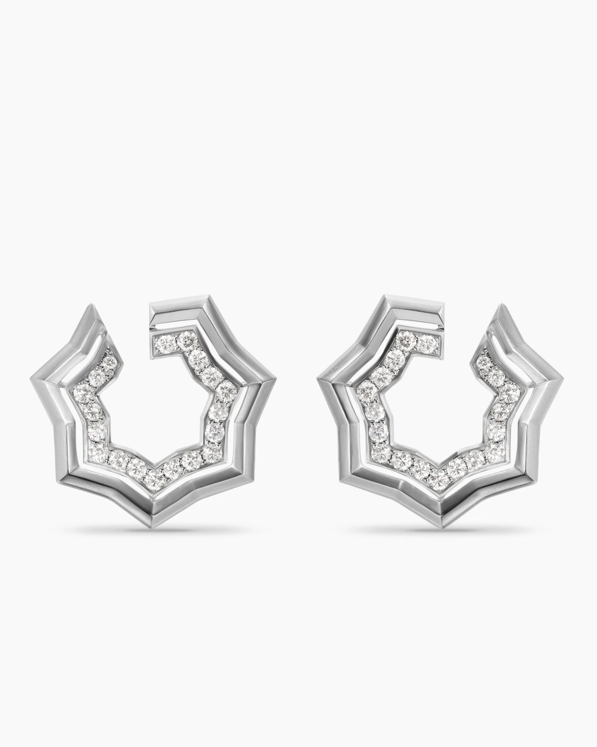 Zig Zag Stax™ Two Row Hoop Earrings Sterling Silver with Diamonds, 27mm