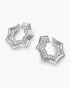 Zig Zag Stax™ Two Row Hoop Earrings Sterling Silver with Diamonds, 27mm